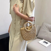 Straw Rattan Beach Handbag