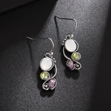 Silver-Plated Carved Flower Drop-Shaped Large Earrings Hypoallergenic Earrings for Women Retro Fashion Casual Party Jewelry