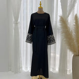 2024 New Embroidery Sleeve Dubai Abaya Middle East Türkiye Elegant Dress Party Gown Eid Ramadan Islam Women Muslim Clothing