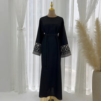 2024 New Embroidery Sleeve Dubai Abaya Middle East Türkiye Elegant Dress Party Gown Eid Ramadan Islam Women Muslim Clothing