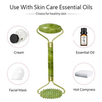 Natural Jade Roller Massager for Face Body Back Foot Massage Roller Facial Liftting Anti-wrinkle Double-end Gua Sha Jade Stone