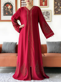 Elegant Women's Party Dress Chiffon Loose Open Zipper Abaya Muslim Islamic Clothing Cardigan Style for Special Occasions