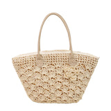 Summer Large Capacity Hand Knitting Straw Bag with Inner Pocket Casual Crochet Beach Handbag Travel Vacation Shopping Tote 2025