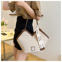 Ladies Beach Bag Vintage Handmade Woven Shoulder Handbag Large Capacity Rattan Bags Summer Vacation Casual Handbags Bolso Mujer