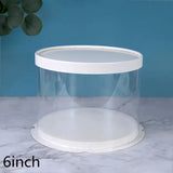 4/6inch Round Cake Box multicolor Transparent Cylindrical Pattern Gifts Rose Bear Packaging Case Baking Birthday Party Decor