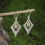 Silver-Plated Carved Flower Drop-Shaped Large Earrings Hypoallergenic Earrings for Women Retro Fashion Casual Party Jewelry