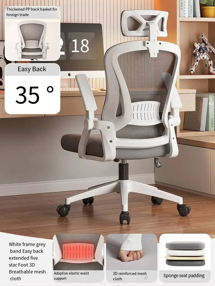 Mesh Ergonomic Office Computer Desk Chair Flip-up Arms Adjustable Headrests Comfortable Lumbar Support For Home Office Chair