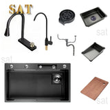Stainless Steel water fall  kitchen sink Modern Design Handmade Sink with Cup Washer for Bar Cafe Kitchen Island