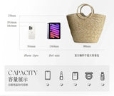 Summer Tote Woven Bag Seaside Vacation Photo Large Capacity Handmade Woven Shoulder Women's Bag