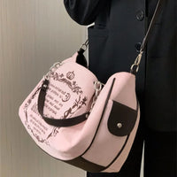 Vintage Letter Y2k Handbag Women Gothic Large Capacity Casual Crossbody Bag Purse Female Harajuku Aesthetic The Tote Bag