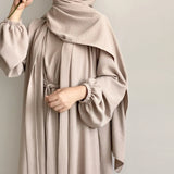 2 Piece Abaya Set Kimono with Inner Dress Muslim Abayas for Women Dubai Luxury Turkey Ramadan Islam Matching Hijab Outfit Kaftan
