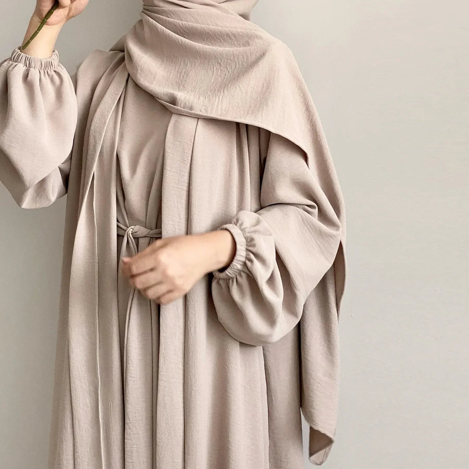 2 Piece Abaya Set Kimono with Inner Dress Muslim Abayas for Women Dubai Luxury Turkey Ramadan Islam Matching Hijab Outfit Kaftan