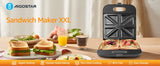 XXL Sandwich Maker for 4 Sandwiches, Non-Stick Coating, Fast Heating, Automatic Temperature Control, Led Indicator, Vertical Storage, Bpa Free, 1400W