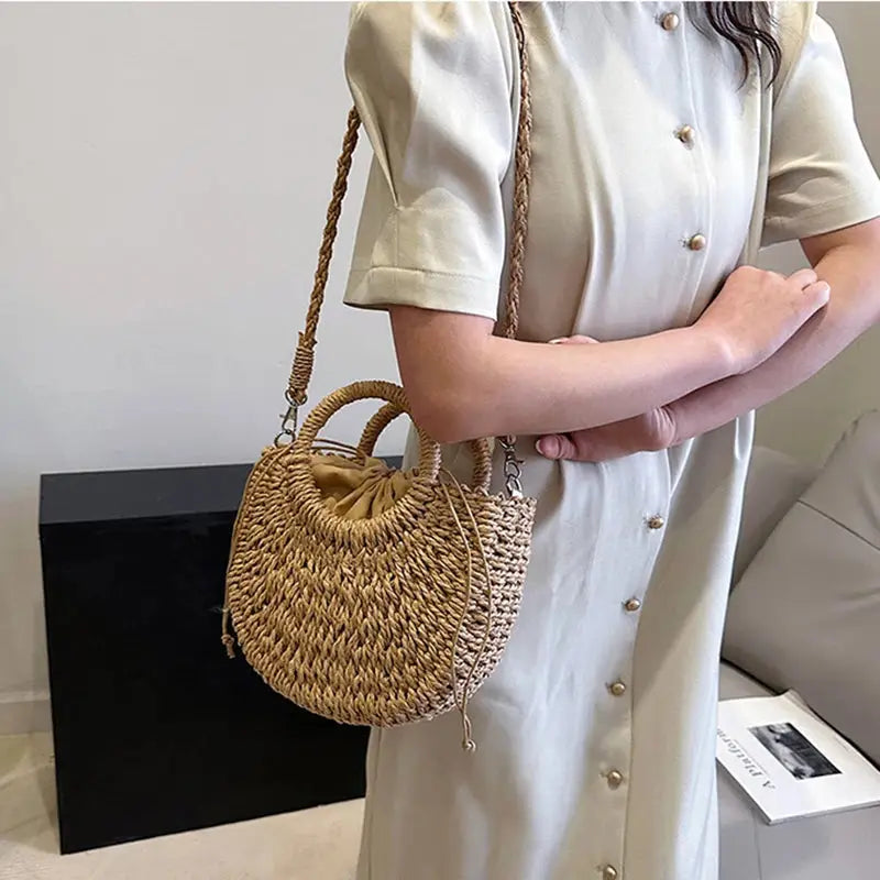 Straw Rattan Beach Handbag