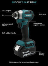 Makita DTD173 18V 1800rpm Cordless Impact Driver 180 N.m Brushless Motor Electric Drill Wood/Bolt/T-Mode for Multifunction Tool