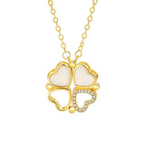 KOFSAC Luxurious Two In One Love Heart Four Leaf Clover Necklace 925 Silver Jewelry Zircon Lucky Grass Fashion Women Girl Gifts