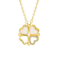 KOFSAC Luxurious Two In One Love Heart Four Leaf Clover Necklace 925 Silver Jewelry Zircon Lucky Grass Fashion Women Girl Gifts