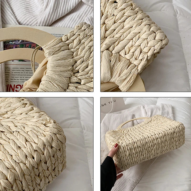 Straw Woven Basket Handbag