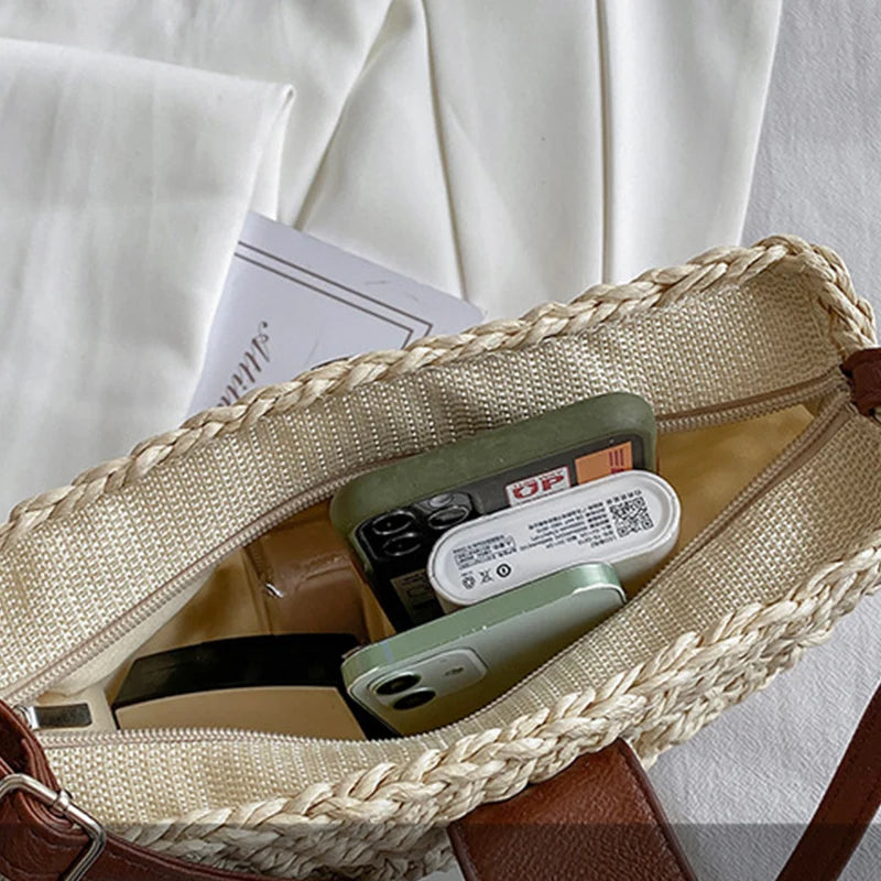 Summer Straw Bag - Fashion Semicircle