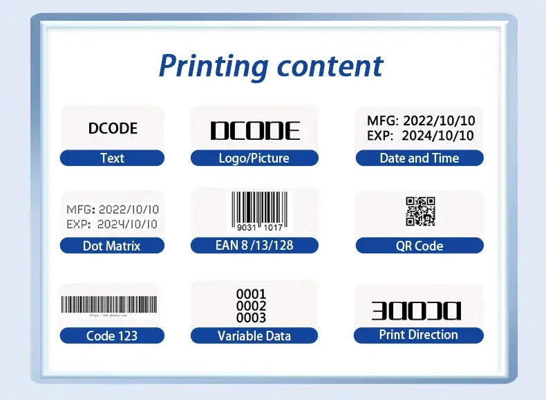 DCODE XMINI 12.7mm Portable Mini Printer Handheld Inkjet Printer Text QR Barcode Image Batch Number Logo Image Coding Machine