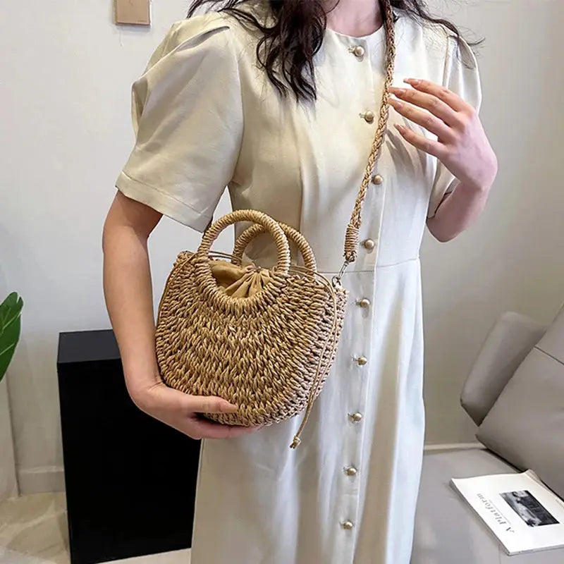 Straw Rattan Beach Handbag