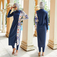 Summer Muslim Women 3 Piece Swimwear Set Hijab Swimsuit Maxi Dress Full Cover Up Islam Summer Abaya Dubai Modest Swimwear 2025