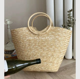 Summer Tote Woven Bag Seaside Vacation Photo Large Capacity Handmade Woven Shoulder Women's Bag
