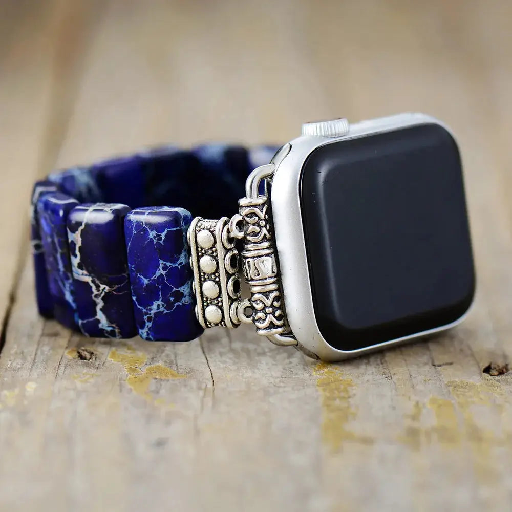 Gothic Purple Imperial Jaspers Elastic Smart Watch Strap 38mm/45mm Stones Beaded Stretchy Wristwatch Band Lovers Iwatch Bracelet