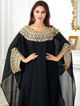 Eid Muslim Vestidos for Women Party Robe Middle East Ramadan Arabian Jalabiya Morocco Dubai Islam Bat Sleeve Loose Abaya Dresses