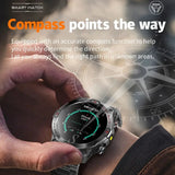 1 ATM Waterproof Smart Sport Watch Men With 450MAh Battery Health Monitoring Bluetooth Call Outdoor Compass Military Smart Watch