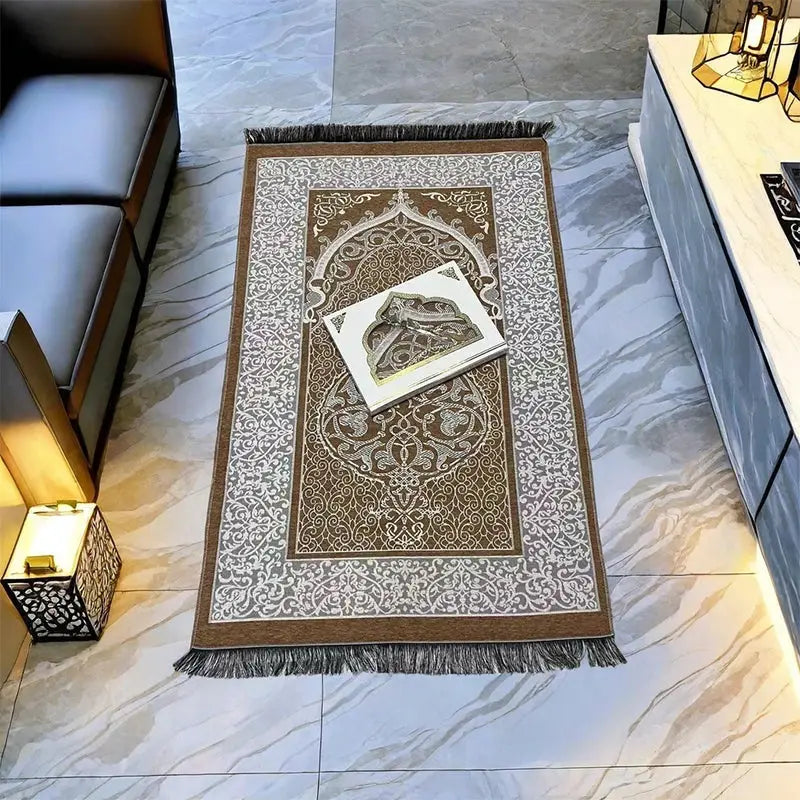 Portable Prayer Rug Braided Mats Prayer Bead With Cloth Bag For Travel Home Praying Blanket Muslim Islamic Eid Mubarak Gift