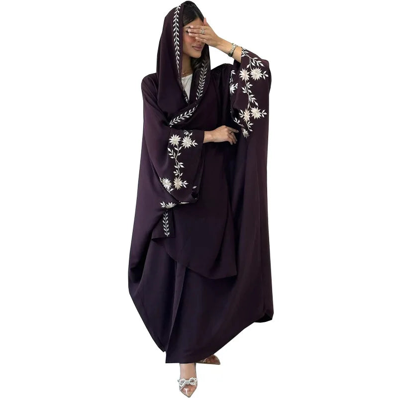 Middle East Dubai Beautiful Embroidered Party Dress Islamic Modest Abaya Muslim Turkish Arab Muslim Robe With Hijab