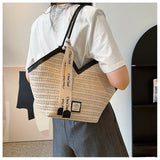 Ladies Beach Bag Vintage Handmade Woven Shoulder Handbag Large Capacity Rattan Bags Summer Vacation Casual Handbags Bolso Mujer
