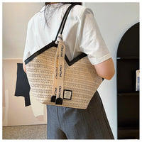 Ladies Beach Bag Vintage Handmade Woven Shoulder Handbag Large Capacity Rattan Bags Summer Vacation Casual Handbags Bolso Mujer