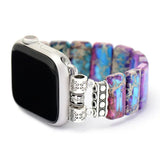 Gothic Purple Imperial Jaspers Elastic Smart Watch Strap 38mm/45mm Stones Beaded Stretchy Wristwatch Band Lovers Iwatch Bracelet