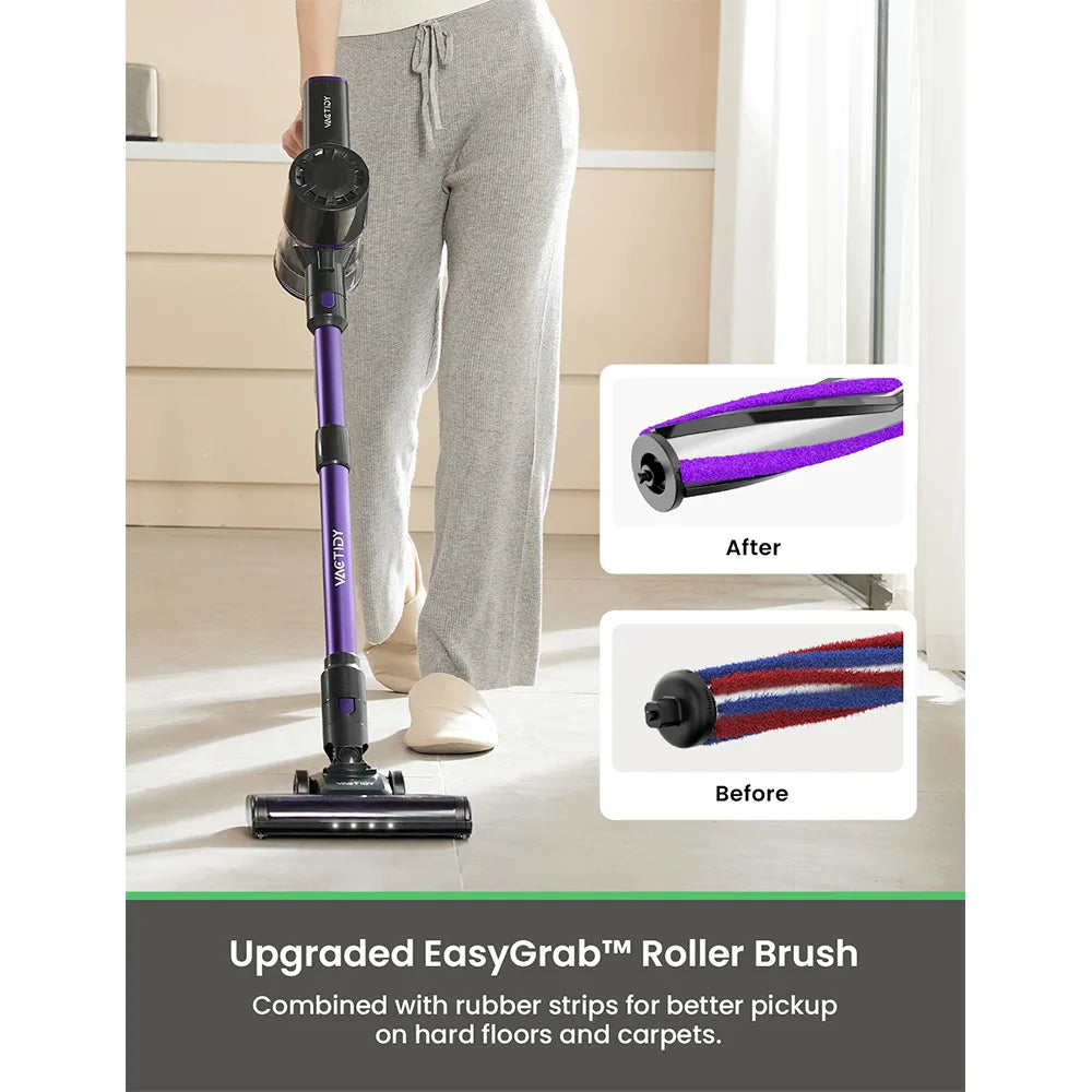 Vactidy V8 Pro Cordless Vacuum Cleaner 25kPa Powerful Suction Cyclonic Filtration System LED Display 180 ° Rotary Brush Head