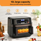 12L Hot Air Fryer One or Dual Chambers Adjustable, XXL Airfryer with Touchscreen 8 Programmes, Hot Air Fryer with Viewing Window