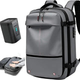 60L Airback Vacuum Compression Backpack with Wheels Expandable Men Waterproof Carry On Travel Backpacks 17 inch Laptop Backpack