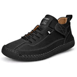 Hand-stitched Leather Shoes for Men Outdoor Light Non-slip Walking Casual Shoes Men Big Size 47 48 Slip-On Driving Loafers