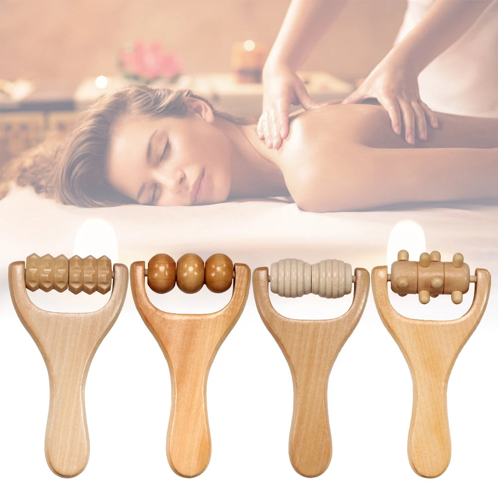 1Pcs Wooden Massage Rollers Neck Roller Massager Wooden Trigger Point Roller Massager Muscle Roller for Back face Waist Leg Arm