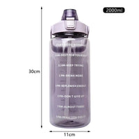 Water Bottle 2 Liter Stay Hydrated Motivated Leakproof Plastic Sport Bottle Portable Travel Outdoor Fitness Cold Water Bottles