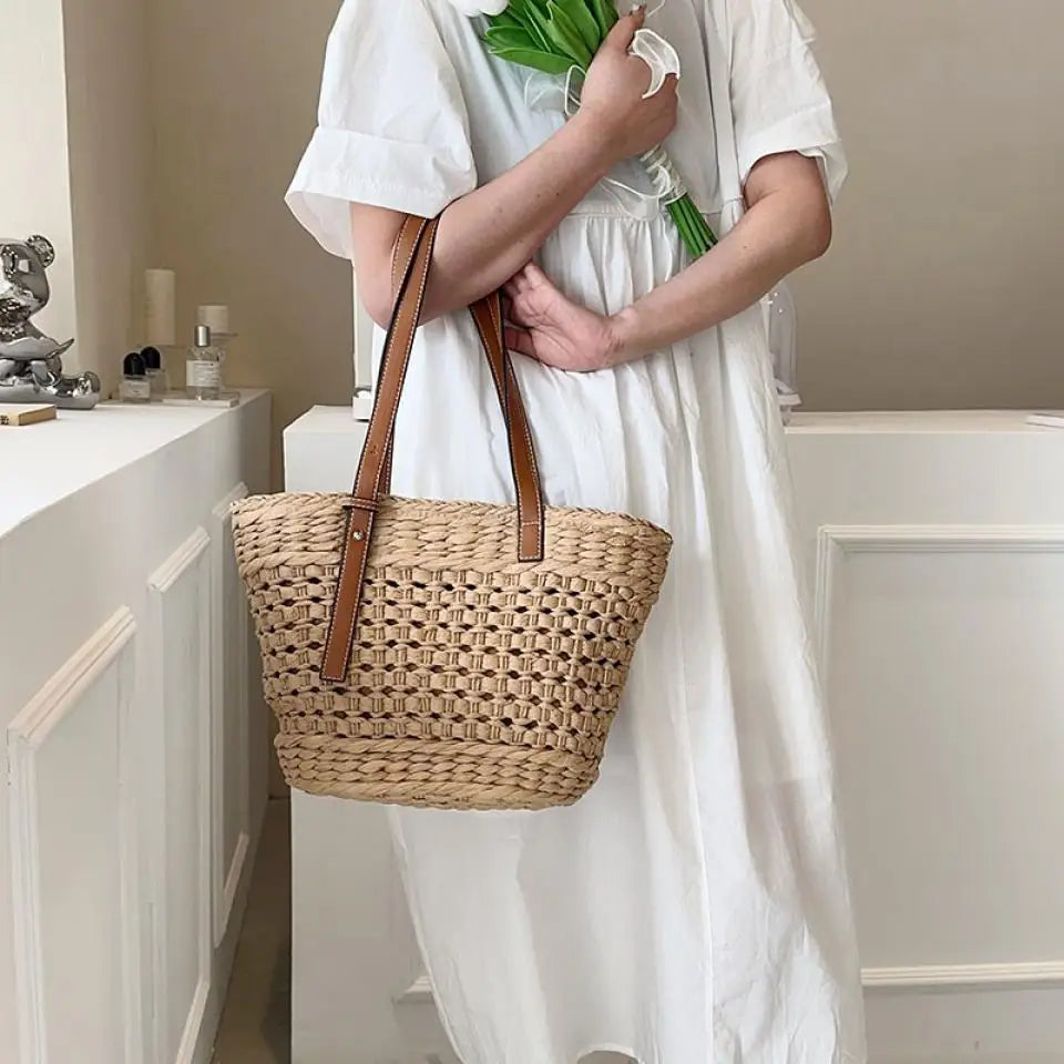Summer Straw Beach Tote
