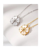 CARLIDANA Luxury Lucky Four Leaf Clover Necklace Love Heart Shell Pendant Choker Necklace for Women Stainless Steel Jewelry Gift