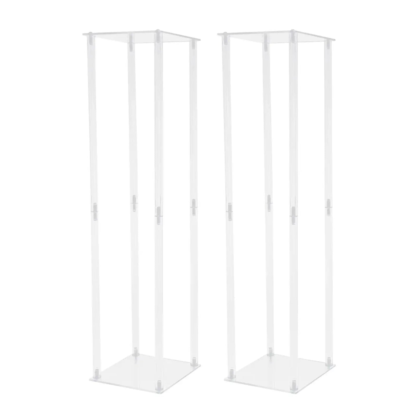 Clear Flower Stand Pack of 2 Wedding Decoration Table Centerpiece Clear Acrylic Floor Vase Decorative Column Stand for Party