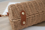 2024 Summer New Artistic Vintage Woven Handbag Single Shoulder Crossbody Bag Beach Vacation Fiberglass Strap Polyester Lining
