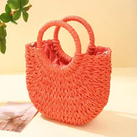 Straw Rattan Beach Handbag