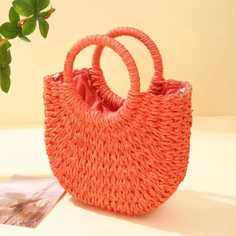 Straw Rattan Beach Handbag