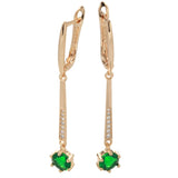 Wbmqda Luxury Elegant Green Natural Zircon Long Dangle Earrings For Women 585 Rose Gold Color Retro Wedding Party Fine Jewelry