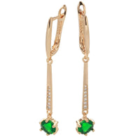 Wbmqda Luxury Elegant Green Natural Zircon Long Dangle Earrings For Women 585 Rose Gold Color Retro Wedding Party Fine Jewelry