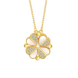 KOFSAC Luxurious Two In One Love Heart Four Leaf Clover Necklace 925 Silver Jewelry Zircon Lucky Grass Fashion Women Girl Gifts